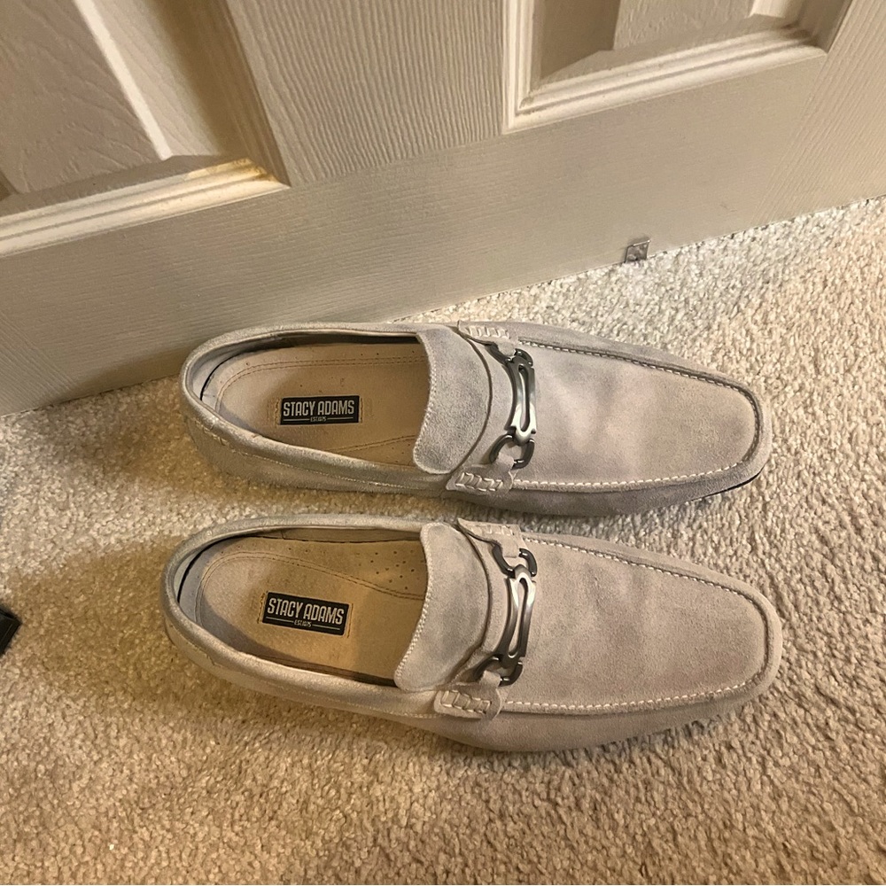 Stacey Adams -Men's Loafers & Slip-Ons Suede Light Soles Casual /Wine Light Gray